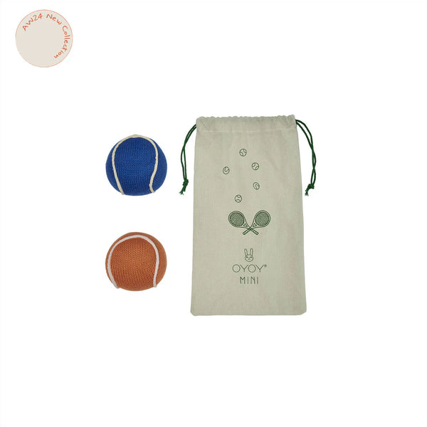 2er Rassel Set Tennisball apricot/blau